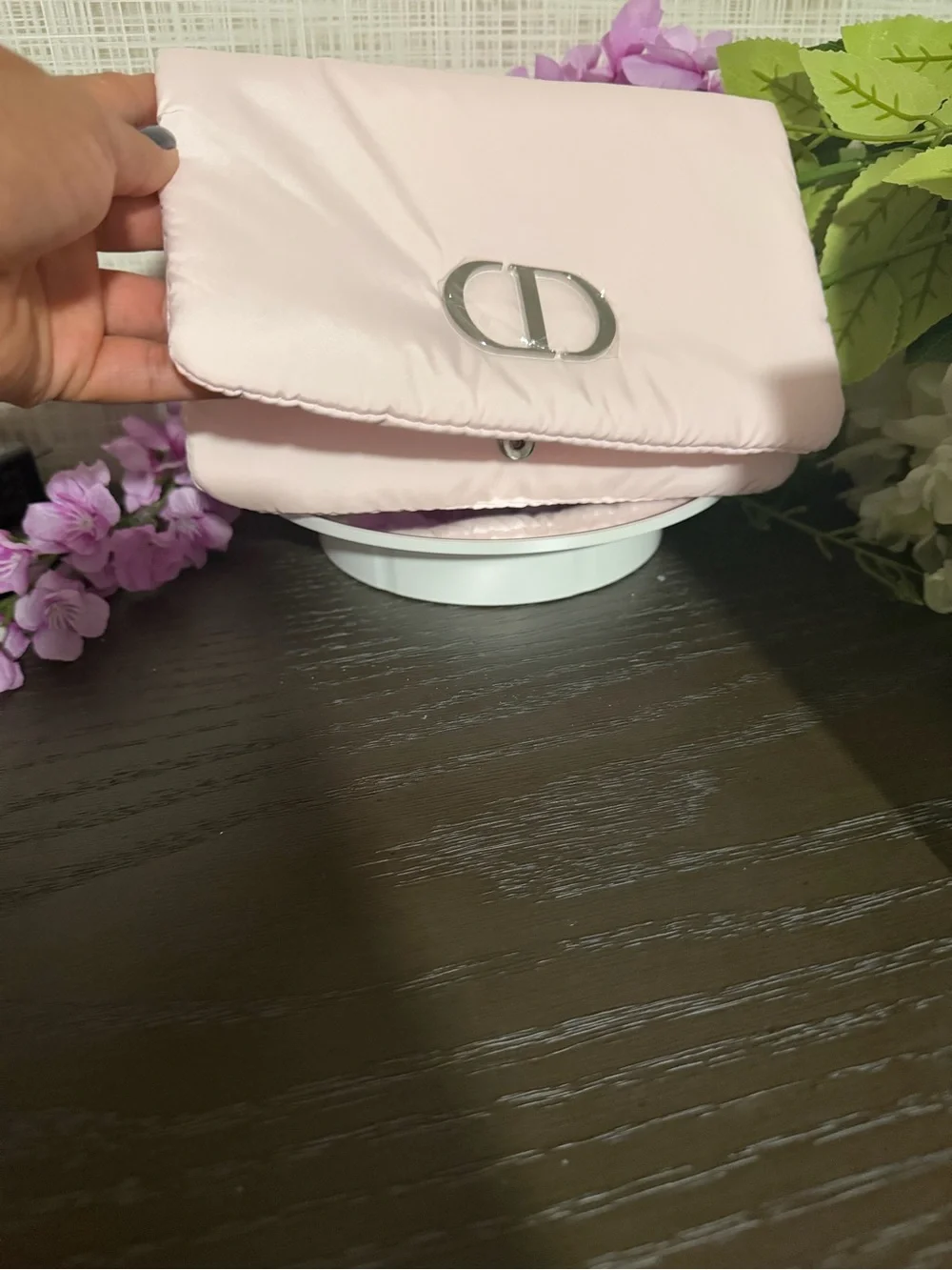 Dior Pale Pink Clutch with Silver CD Emblem
